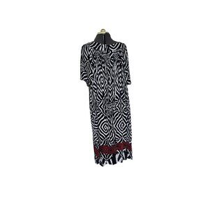 Go Softly Patio Zebra Print Button-Down Moomoo Dress With Pockets Black/White/Re